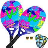 Kit 2 Raquetes Beach Tennis Infantil Kids Carbono Elite Tour