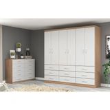 Guarda-Roupa Casal Bergamo 6 Portas 9 Gavetas - Branco/Demolição
