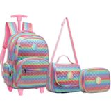 Kit Mochila Juvenil Escolar Rodinhas Glitter Tam G Reforçada