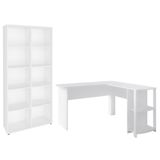 Mesa Escrivaninha Em L Malu E Estante Livreiro 90x187cm Lean A06 Branco - Mpozenato