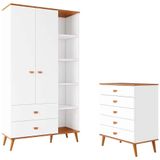 Guarda Roupa Infantil Ternura Com 5 Nichos, 2 Portas, 2 Gavetas Bartira