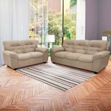 Sofá de 3 e 2 Lugares Stillus II com 154 cm e 204 cm de Largura, Revestido em Tecido Suede Linoforte