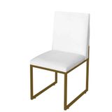 Cadeira De Jantar Escritorio Industrial Garden Ferro Dourado Corino Branco