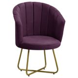 Poltrona Pérola Base De Metal Dourada Veludo - Star Confort Roxo