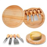 Kit 4 Facas Para Queijo Conjunto Bambu: Suporte E Tábua