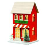 Casinha Decorativa De Natal Com Led Vermelho 17x10x9 Cm F04 - D\&#39;rossi