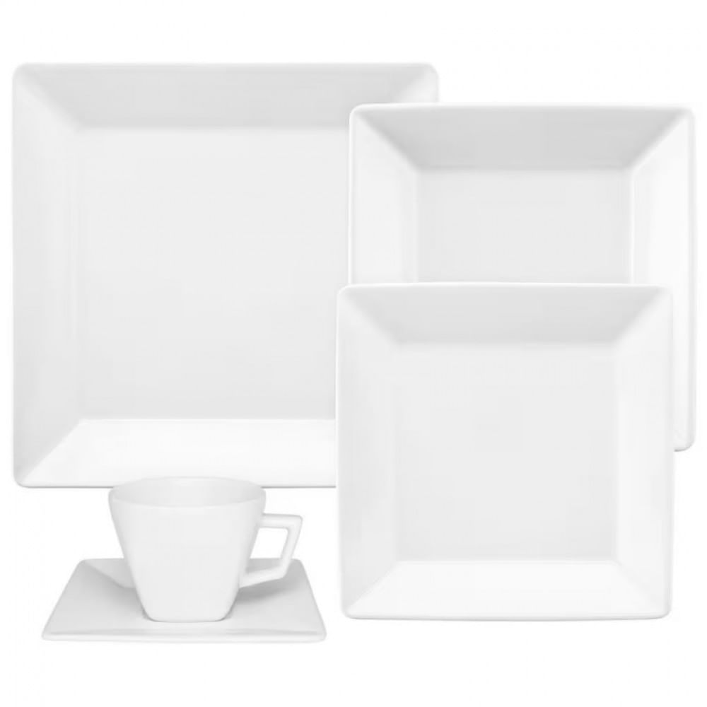 Aparelho De Jantar 20 Peças Oxford Quartier White Em Porcelana