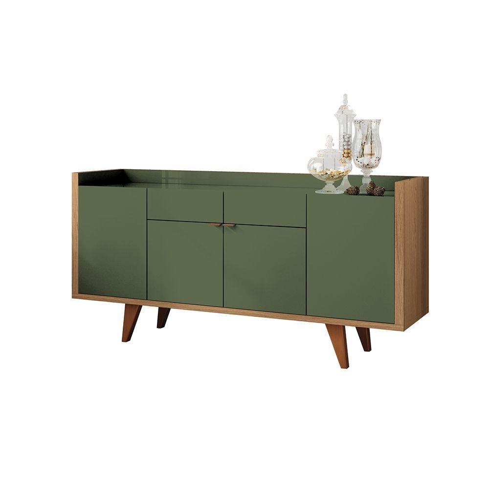 Buffet Balcão Decorativo Albani Sala De Jantar Verde Pistache-freijó G26 - Gran Belo