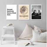 Kit 3 Quadros Decorativos Belo Horizonte-mapa Cidade 45x34cm