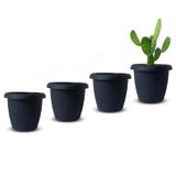 Kit 4 Vasos Decorativos Plantas Flores 8l Preto