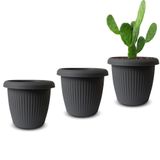 Kit 3 Vasos Decorativos Plantas Flores 3,2l Cinza Concreto