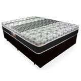 Cama Box Casal Suede + Colchão Class Molas Tecnopedic Castor One Face 138x188x65cm Cor:preto