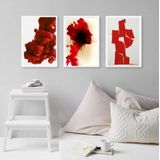 Kit 3 Quadros Decorativos Vermelhos- Formas Abstratas