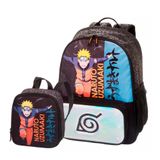 Mochila De Costas + Lancheira Térmica Naruto Ninja Run Preto