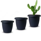 Kit 3 Vasos Decorativos Plantas Flores 3,2l Preto