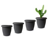 Kit 4 Vasos Decorativos Plantas Flores 8l Cinza Concreto