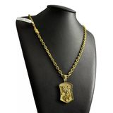 Cordão Cadeado 5mm + Pingente Unicórnio Banhado A Ouro 18k