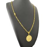 Cordão Meia Cana 5mm Pingente São Jorge Banhado A Ouro