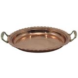 Bandeja Redonda Cobre Puro Com Alças Em Liga De Bronze 43cm