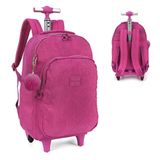 Mochila Carrinho Crinkle Tactel C/pompom Rosa Up4you Luxcel