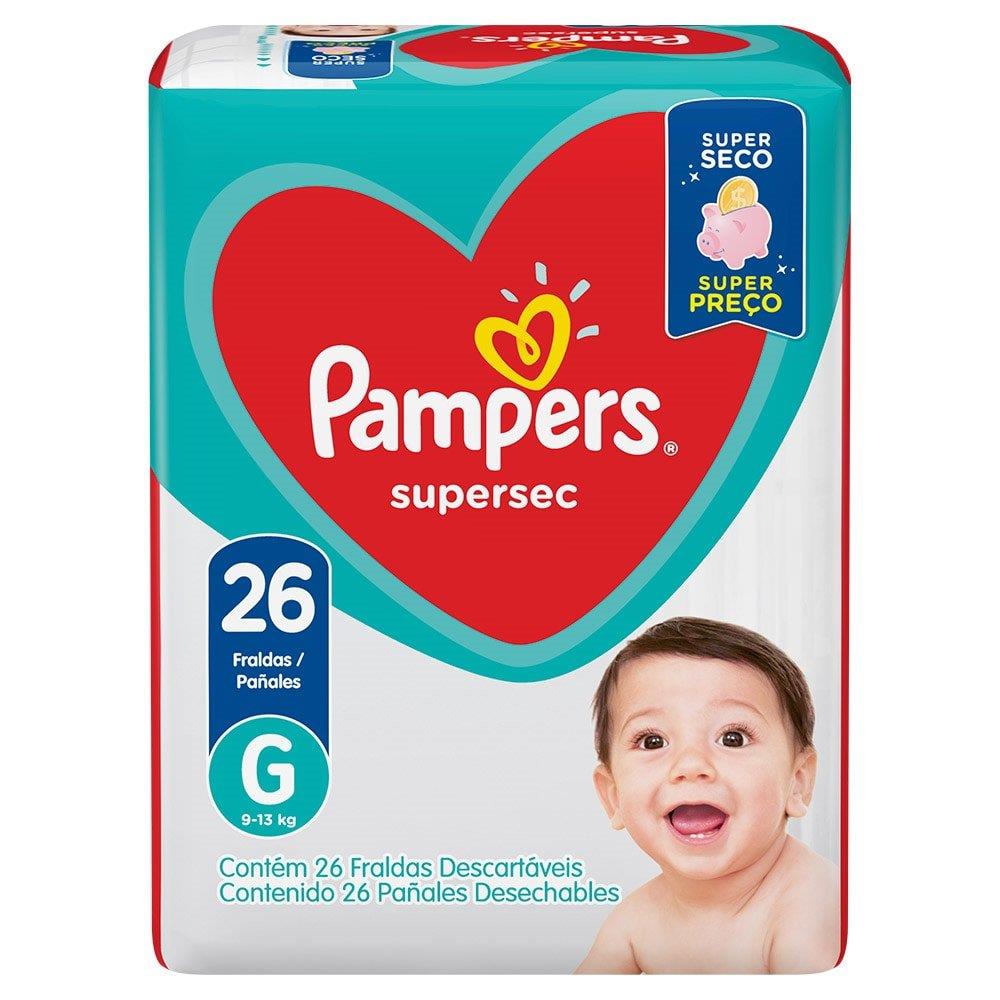 Fralda Descartável Pampers Supersec Tamanho G - 8 Pacotes Com 26 Fraldas - Total 208 Tiras