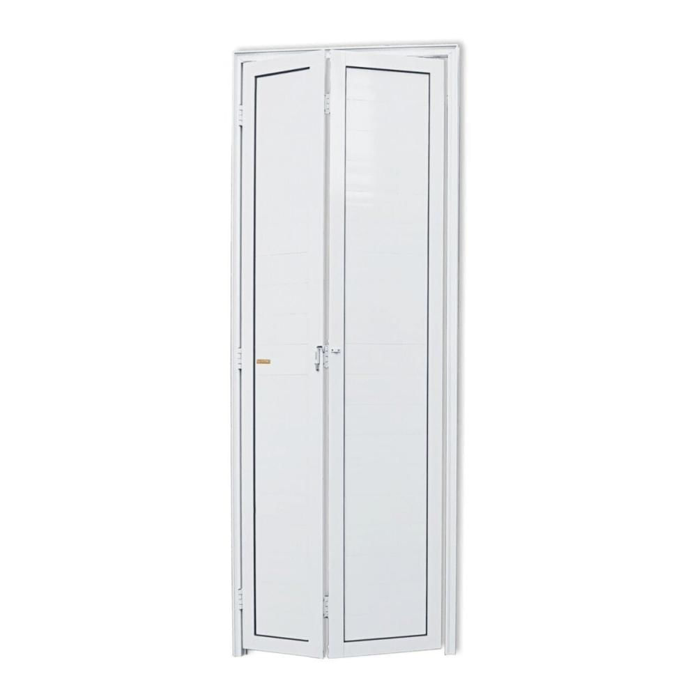 Porta de Alumínio Camarão 210x80cm Brilhante Linha 25 Brimak Branco