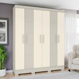 Guarda-roupa Casal 6 Portas 2 Gavetas Milos Henn Cristal/off White