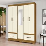 Guarda-roupa Casal 8 Portas 2 Gavetas Com Espelho Seatlle Henn Nature/off White