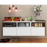 Buffet Aéreo Multiuso 3 Portas Doce Estilare Branco/Madeirado