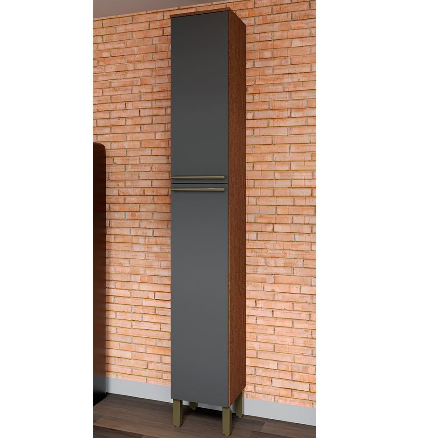 Paneleiro Simples Com 2 Portas 100% Mdf Itália Castanho/cinza