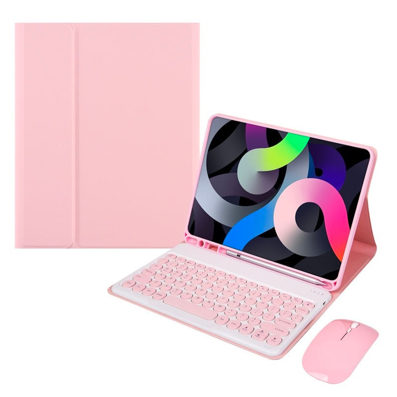 Capa Com Teclado E Mouse Para Galaxy Tab S7 Fe Rosa