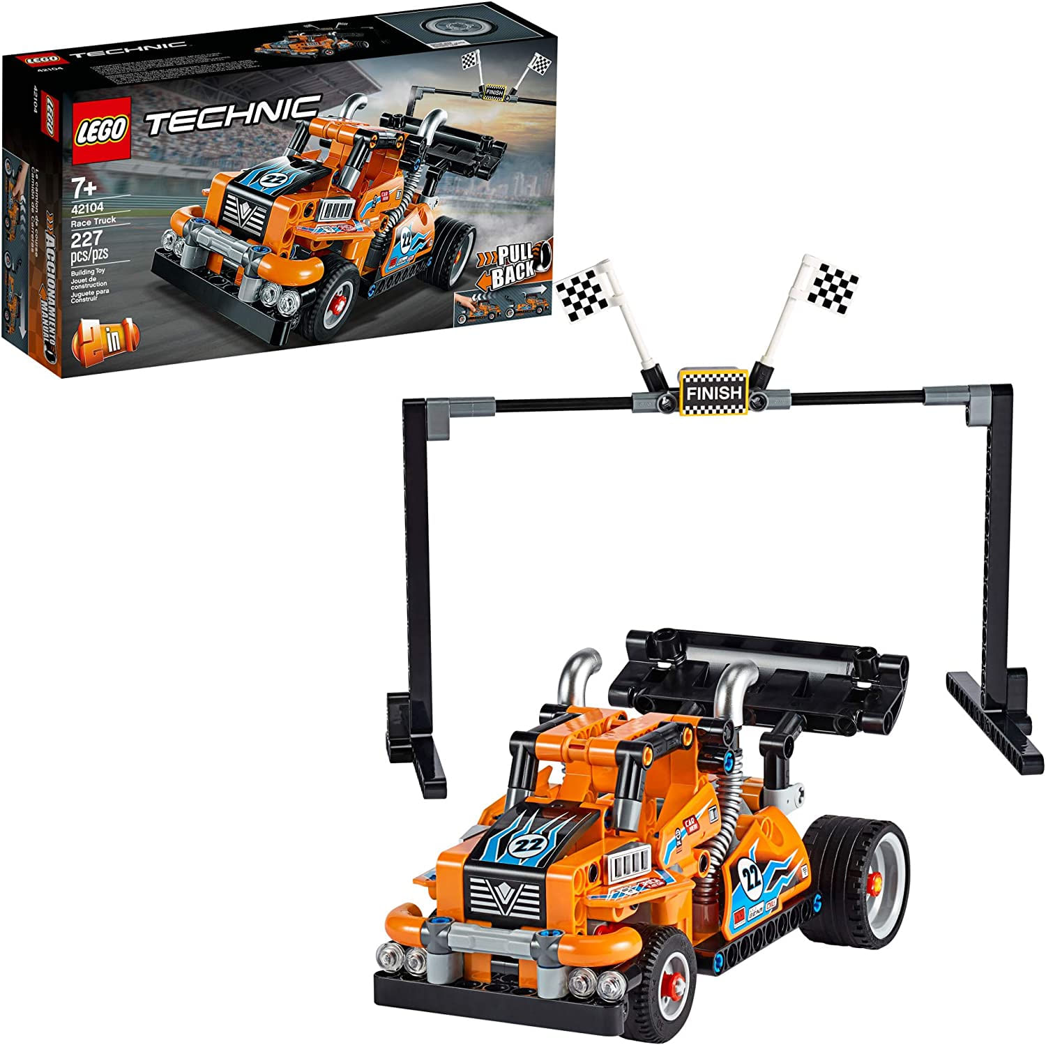 Lego Technic Race Truck 42104 Pull-back Modelo Truck Building Kit Novo 2020 (227 Peças)