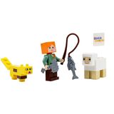 Lego Minecraft Alex Com Ocelote Ovelha E Pacote Combo De Peixes