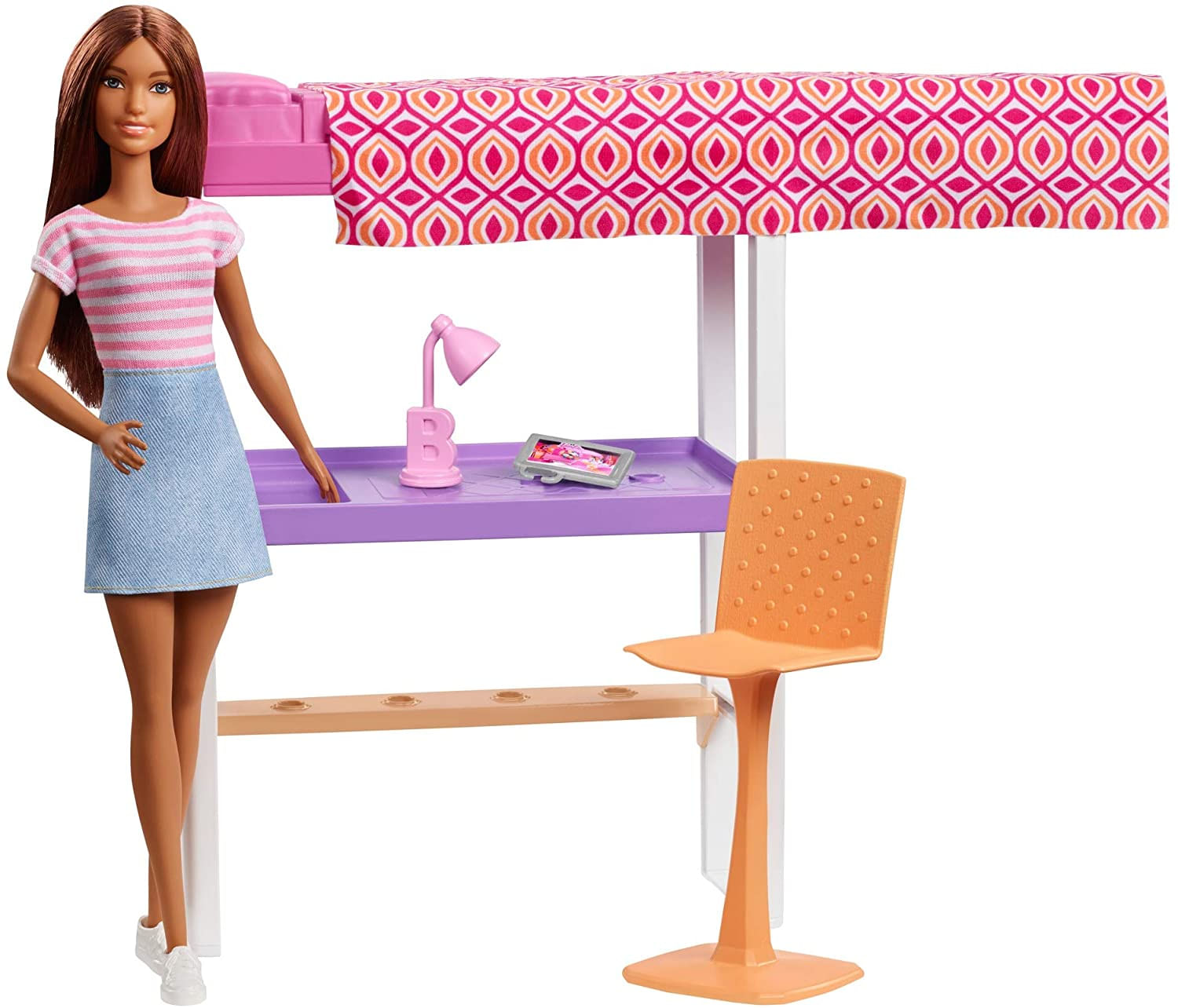 Boneca Barbie E Conjunto De Móveis Cama Loft Com Beliches E Acessórios Presente Para Crianças 3-7 Anos