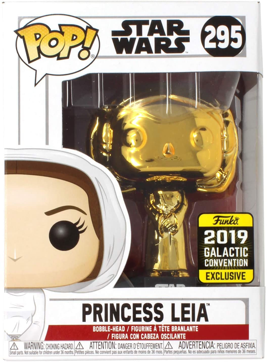 Pop! Funko Star Wars Celebration (gold Chrome) Princesa Leia 295 - 2019 Star Wars Galactic Convention Exclusive