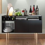 Buffet Multiuso 2 Portas 2 Prateleiras Tonetto Porte Urbano Estilare Preto