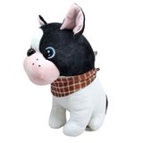 Cachorro Pelúcia Preto Branco 26 Cm Altura