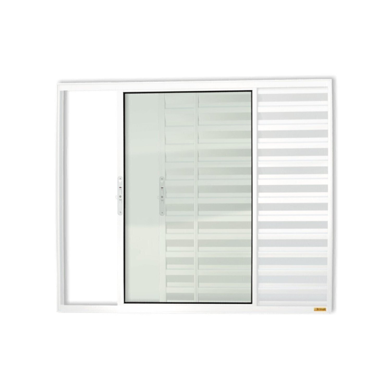 Janela De Aluminio Veneziana De Correr 100x80cm 3 Folhas Com Vidro Liso Confort Brimak  Branco