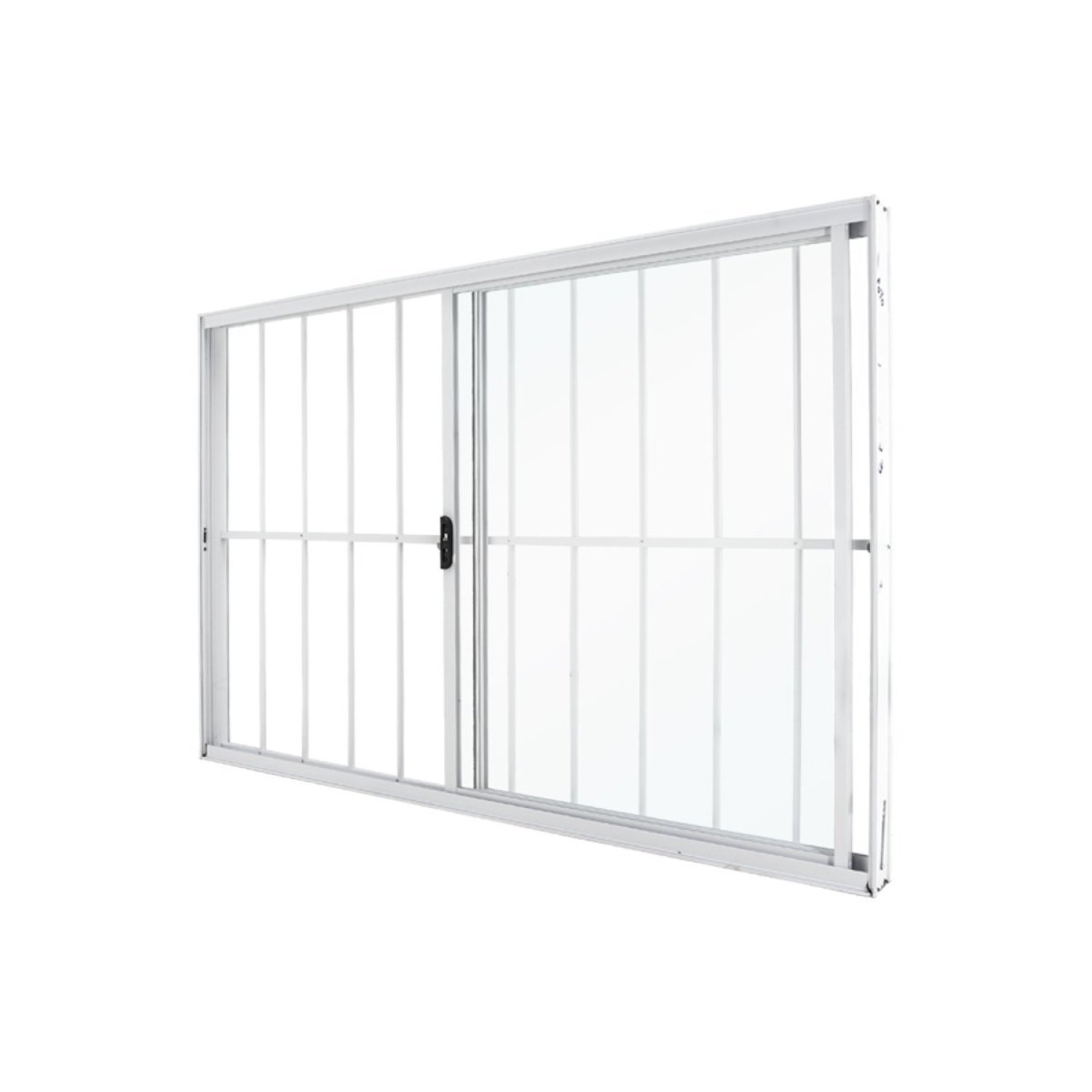 Janela De Correr Abertura Direita 2 Folhas Grade Vidro Liso 100x150cm Exclusiva Esquadrias Branco