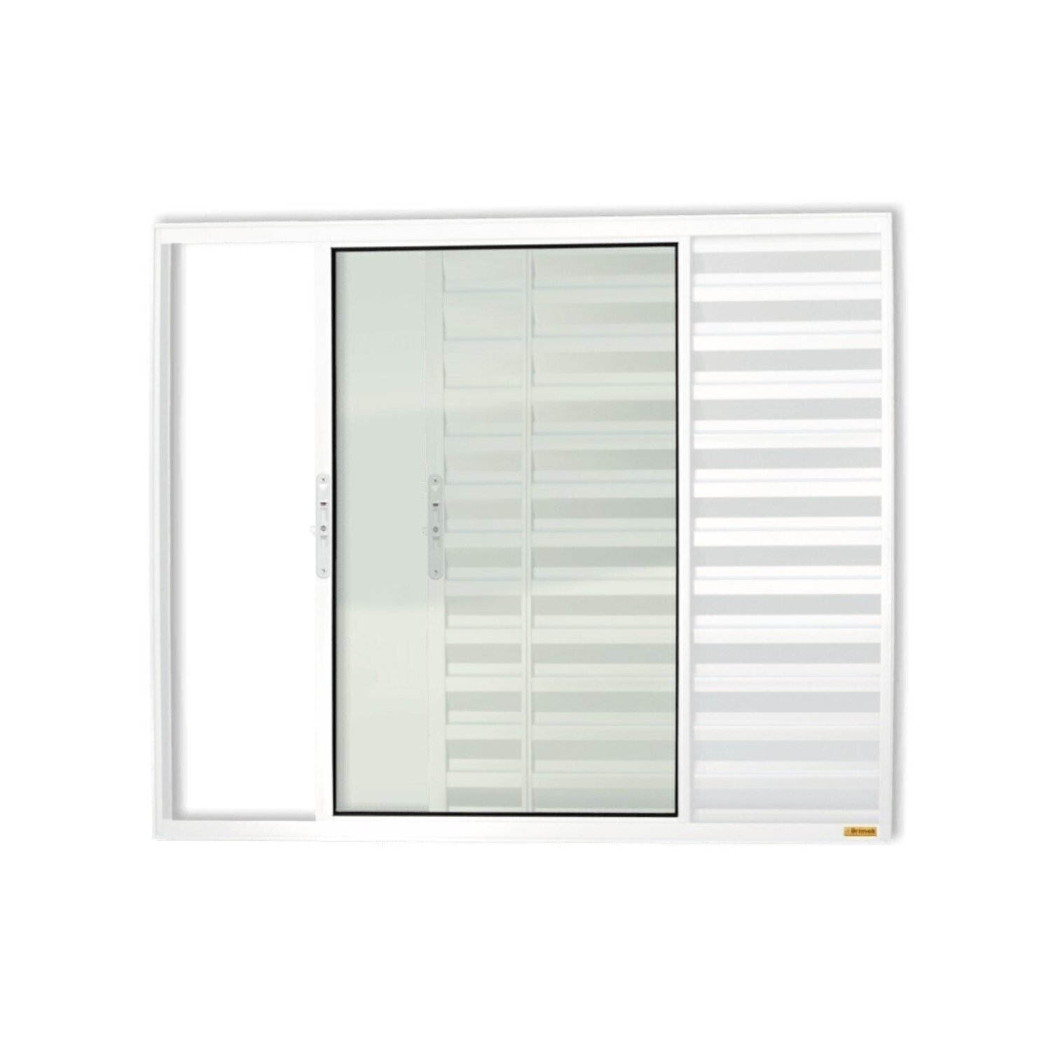 Janela De Aluminio Veneziana De Correr 80x80cm 3 Folhas Com Vidro Liso Confort Brimak  Branco