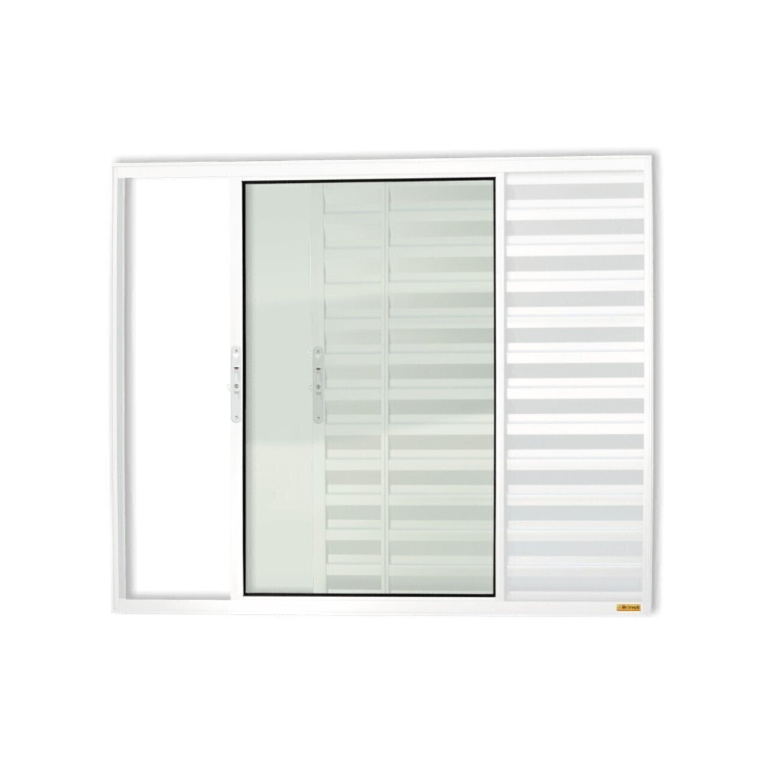 Janela De Aluminio Veneziana De Correr 80x100cm 3 Folhas Com Vidro Liso Confort Brimak  Branco