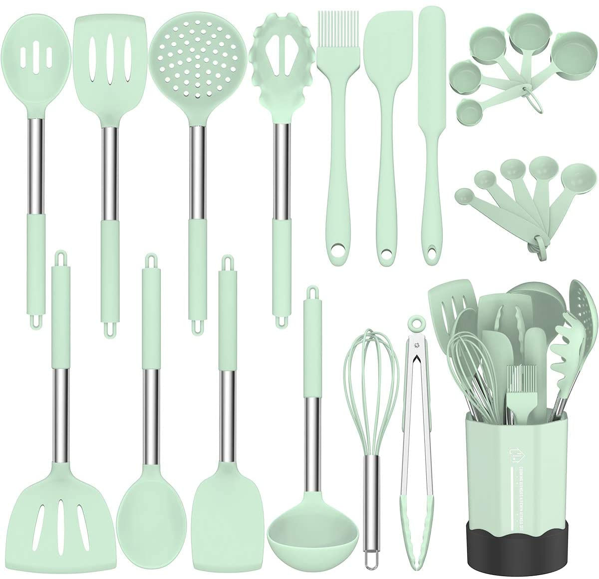 Conjunto De Utensílios De Cozinha De Silicone Utensílio De Cozinha Sem Vara Fungun 24 Pcs Conjunto De Utensílios De Cozinha Panela Resiste