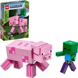 Lego Minecraft Pig Bigfig E Baby Zombie Character 21157 Cool Buildable Play-and-display Toy Animal Figure For Kids New 2020 (159 Peças)