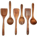 Utensílios De Cozinha De Madeira 6pcs Madeira Cozinha Utensílios De Madeira Conjunto Para Utensílios De Madeira Panela Não-furo Para Cozinh