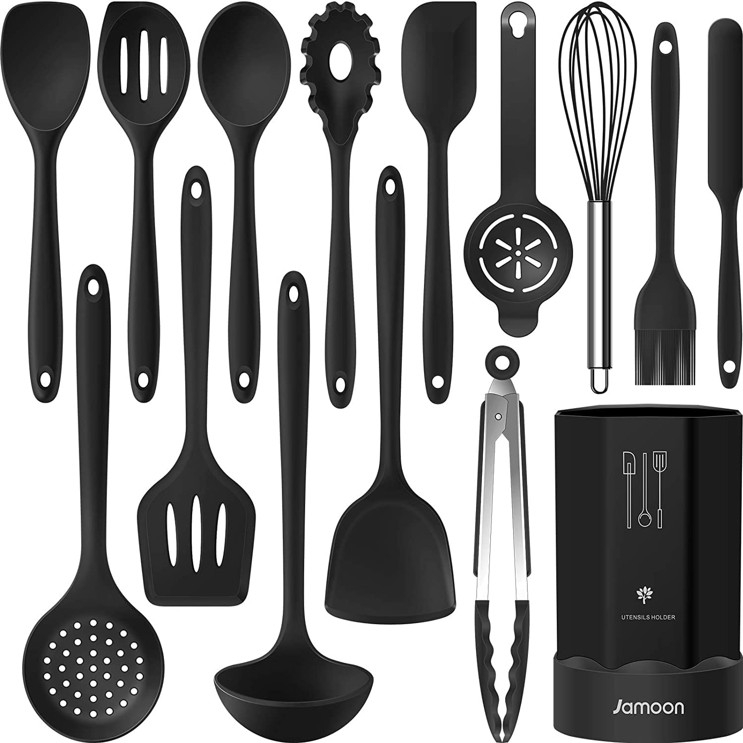 Conjunto De Utensã­lios De Cozimento De Silicone - Utensã­lios De Cozinha Resistentes Ao Calor De 446â°f Tongs Turner Espã¡tula Colher E