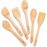 Riveira Colheres De Madeira Para Cozinhar 6 Peças De Bambu Conjunto De Utensílios De Apartamento Essencial Madeira Spatula Spoon Nonstick Co