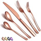 Conjunto Silverware 20 Peças, Conjunto De Talheres De Cobre De Aço Inoxidável, Conjunto De Talheres De Ouro Rosa De Titânio, Conjunto De Con