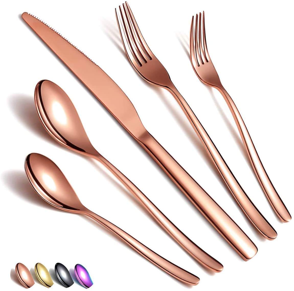 Conjunto Silverware 20 Peças, Conjunto De Talheres De Cobre De Aço Inoxidável, Conjunto De Talheres De Ouro Rosa De Titânio, Conjunto De Con