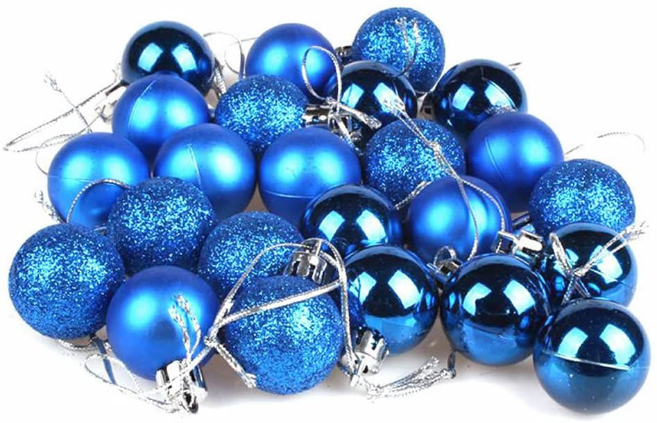 Gootrades Conjunto De 24 Mini Bolas De Natal À Prova De Quebra Enfeites De Festa 3cm / 1.18&#39;&#39; (azul)