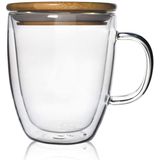 Caneca De Vidro Borossilicate De Parede Dupla Para Infundir Café Leite Chá (tampa De Bambu De 16 Oz)